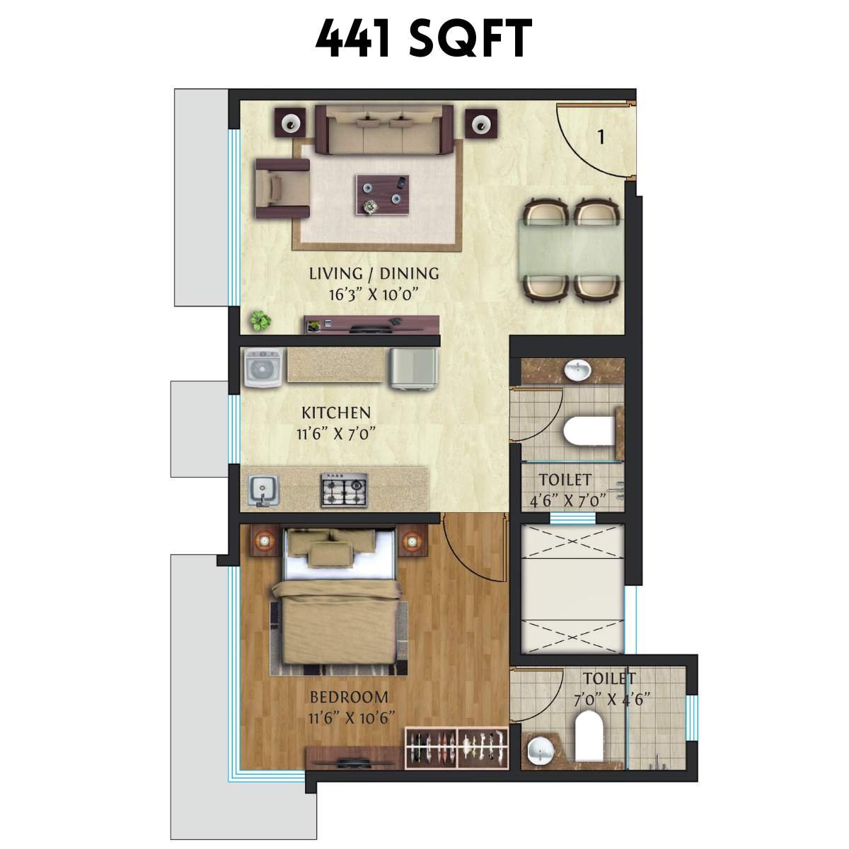 Crescent-Nexus-Floor-Plan-1-BHK-441-Sqft
