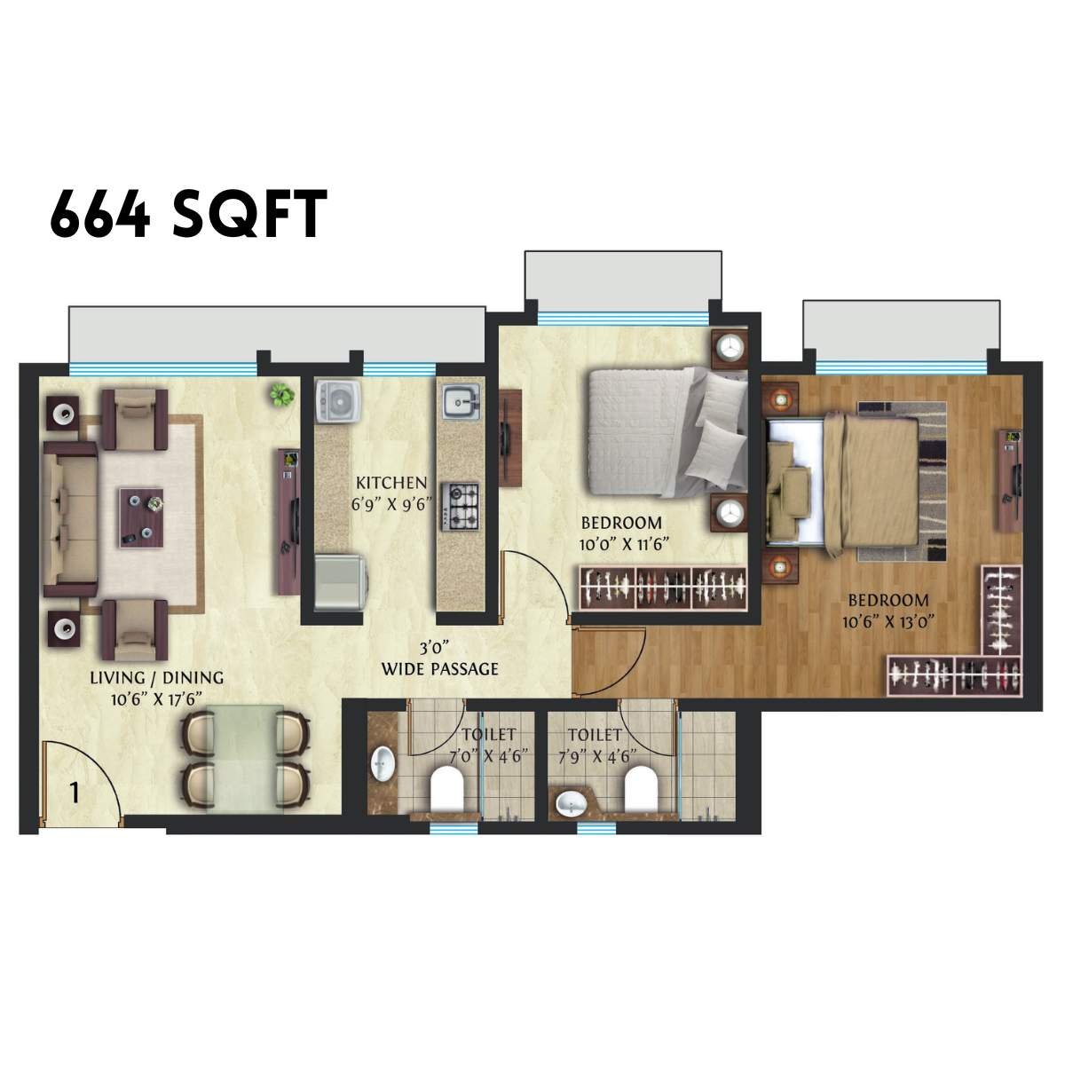 Crescent-Nexus-Floor-Plan-2-BHK-664-Sqft
