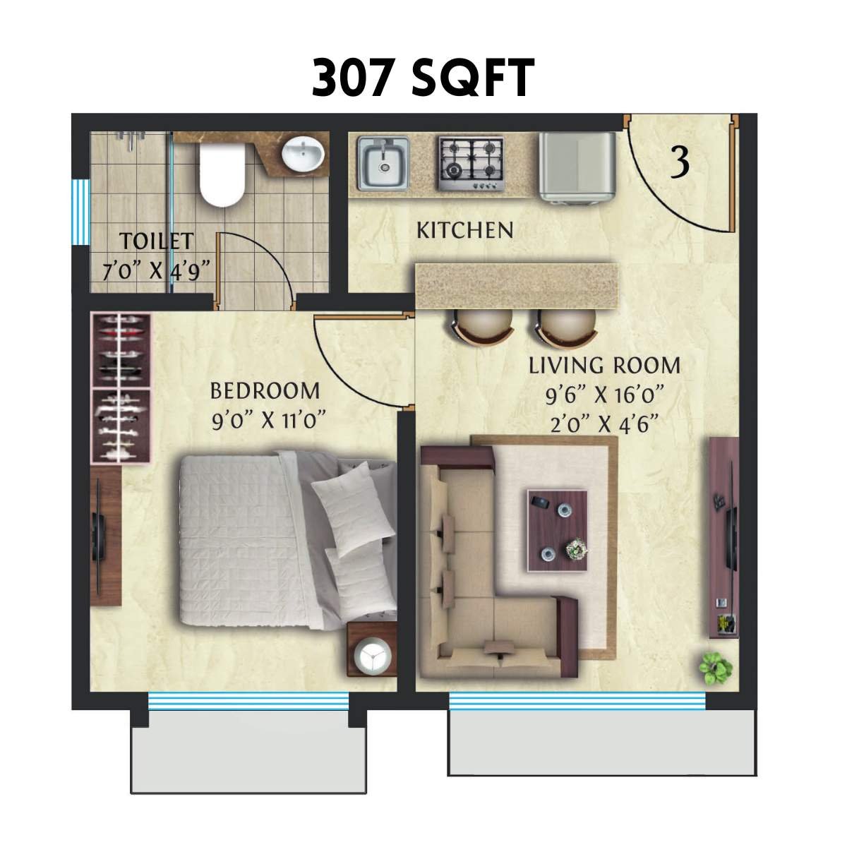Crescent-Nexus-Floor-Plan-1-RK-307-Sqft
